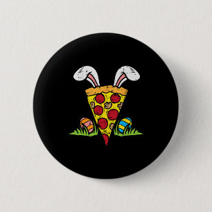 Paaspizza Slice Bunny Oars Leuke Snack Food Lover Ronde Button 5,7 Cm