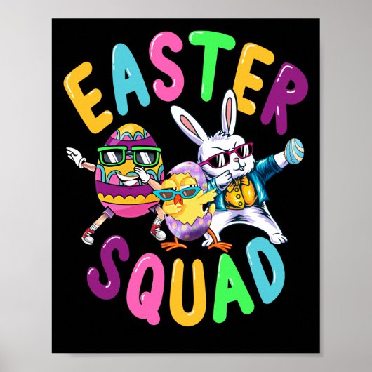 Paasplein Bunny Chick Dabbing Colorful Egg Poster (Voorkant)