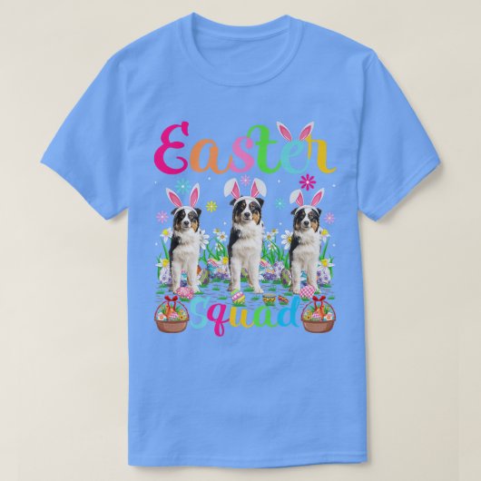 Paasplein Bunny Ear Australian Shepherd Dog Hap T-shirt (Design voorkant)