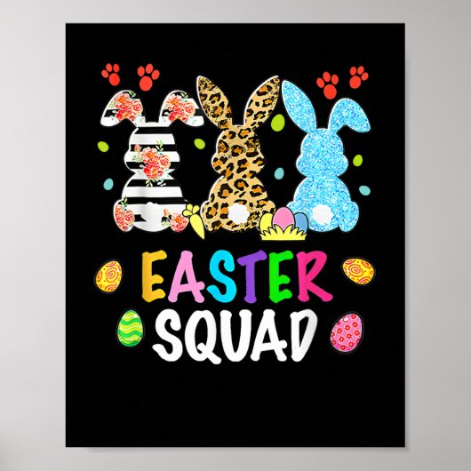 Paasplein Lopard Happy Paasdag Bunny Rabbit Poster (Voorkant)