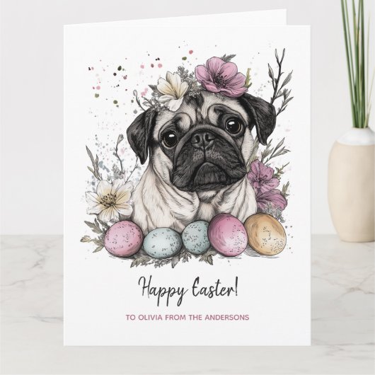 Paasplug schattige rustieke botanische bloemen kaart (Voorkant)