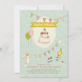 Paaspoot Potluck Egg Hunt Party Kaart