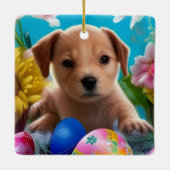 Paaspootbloemen en eierendag keramisch ornament (Achterkant)