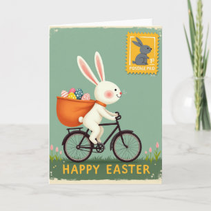 Paasprentkaart met Konijn op Fiets Kaart