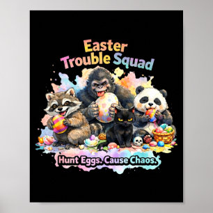 Paasproblemenploeg grappig dier paaseierenjacht poster