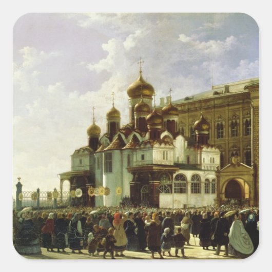 Paasprocessie bij Maria Annunciation Vierkante Sticker (Voorkant)