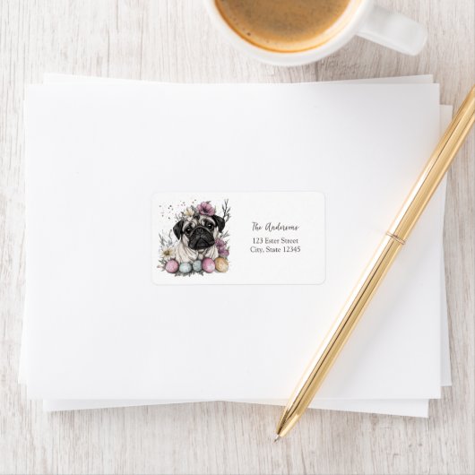 Paaspug waterverf bloemig etiket (Insitu)