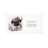 Paaspug waterverf bloemig etiket (Voorkant)