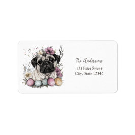 Paaspug waterverf bloemig etiket