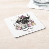 Paaspug waterverf bloemig kartonnen onderzetters (Schuin)