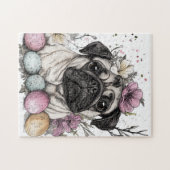 Paaspug waterverf bloemig legpuzzel (Horizontaal)