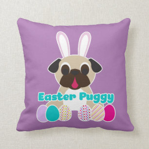 Paaspuggy Pug Bunny Lila Pillow Kussen