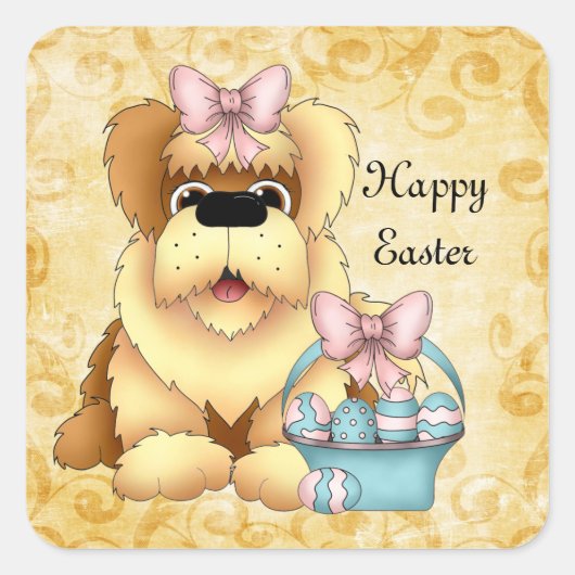 Paaspuppy vakantie cartoon sticker (Voorkant)