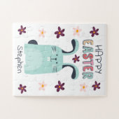 Paaspuzzel met bunny en bloemen voor kinderen legpuzzel (Horizontaal)