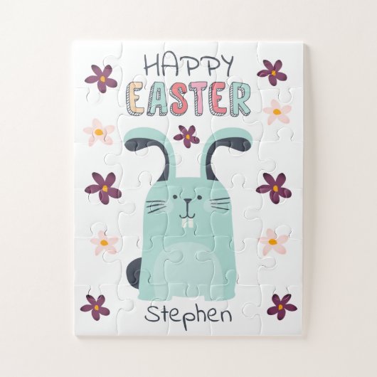 Paaspuzzel met bunny en bloemen voor kinderen legpuzzel (Verticaal)