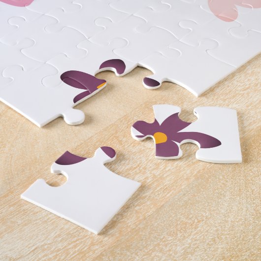 Paaspuzzel met roze bundel en bloemen voor kindere legpuzzel (Zijkant)