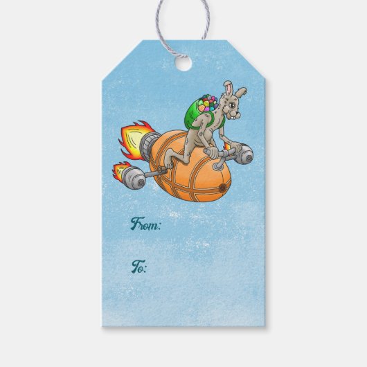 Paasraketkonijn Cadeaulabel (Voorkant)