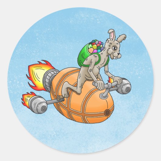 Paasraketkonijn Ronde Sticker (Voorkant)