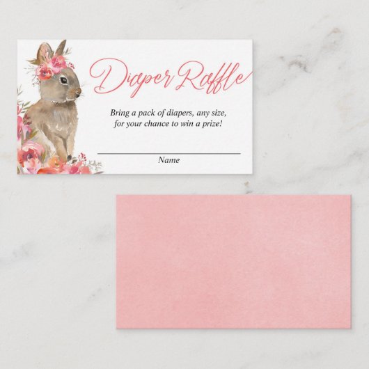 Paasroze baby shower diaplerkaarten informatiekaartje (Voorkant / Achterkant)