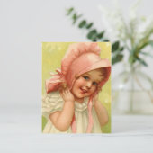  paasroze Bonnet Girl Feestdagenkaart (Staand voorkant)