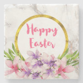 Paasroze en Paarse Waterverf Magnolias Stenen Onderzetter (Voorkant)