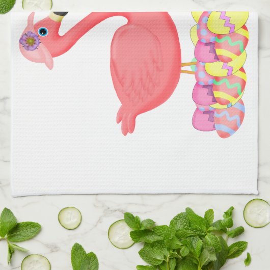 Paasroze flamingos theedoek (Gevouwen)