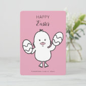 Paasroze kalk en eitjes illustratie feestdagenkaart (Staand voorkant)