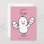 Paasroze kalk en eitjes illustratie feestdagenkaart (Voorkant / Achterkant)