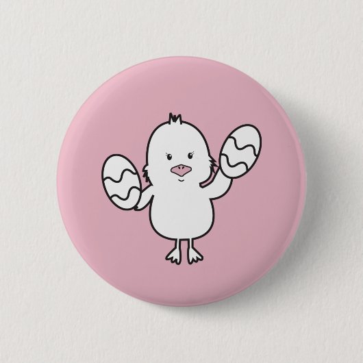 Paasroze kalk en eitjes illustratie ronde button 5,7 cm (Voorkant)