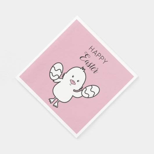 Paasroze kalk en eitjes illustratie servet (Hoek)