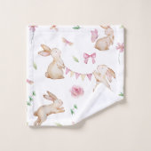  paasroze konijnenpatroon bad handdoek (Wasdoekje)