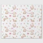  paasroze konijnenpatroon cadeaupapier (Vlak)