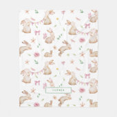  paasroze konijnenpatroon fleece deken (Voorkant)