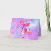 Paasroze paarse waterverf vlinderkruis kaart (Achterkant)