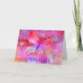 Paasroze paarse waterverf vlinderkruis kaart (Voorkant)