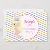 Paasroze paasroze gestreept op feestdag kaart (Voorkant)