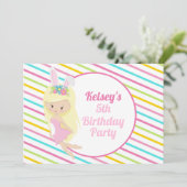 Paasroze paasroze gestreept op feestdag kaart (Staand voorkant)