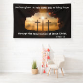 Paasscène met drie kruizen  spandoek (Insitu)