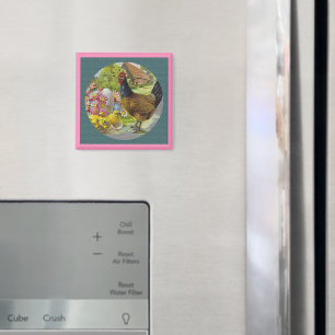 Paasschen en getextureerde kippen,  magneet