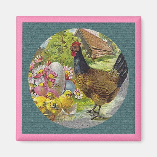 Paasschen en getextureerde kippen,  magneet (Voorkant)