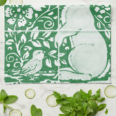 Paasschilderij Emerald Green Rabbit Bird Tile Art Theedoek (Gevouwen)