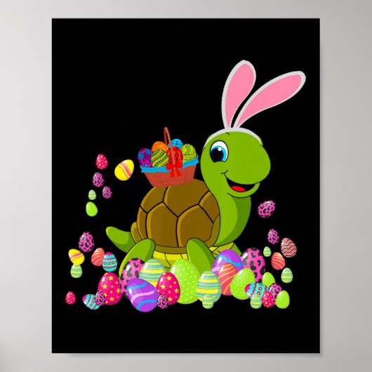 Paasschildpad omgeven Bunny Turtle Holding paaspaa Poster (Voorkant)