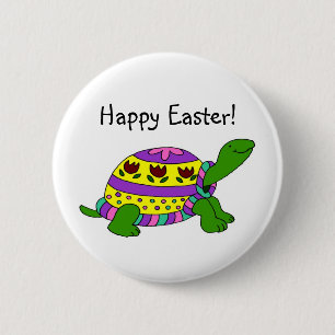 Paasschildpad Ronde Button 5,7 Cm