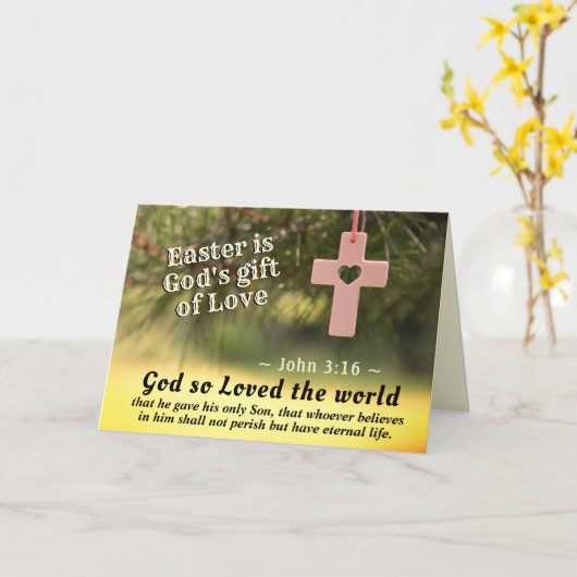 Paasscriptie John 3:16 God die zo van de wereld hi Kaart (Gele Bloem)