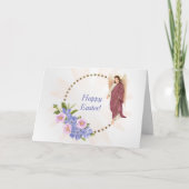 Paasse Paarse Floral Angel Feestdagen Kaart (Voorkant)