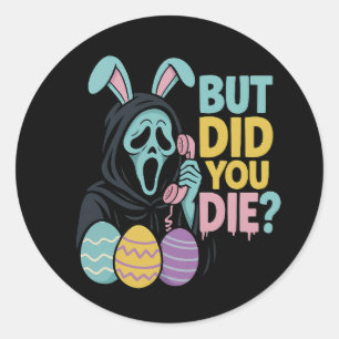 Paasskeletkonijn, maar heb je geverfd, grappige le ronde sticker