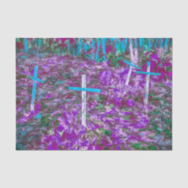 Paassnijkunst Paarse blauwe groene begraafplaats Tissuepapier