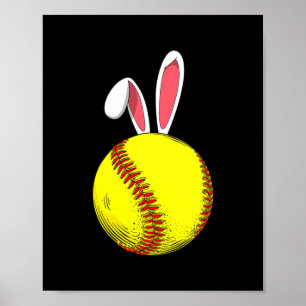 Paassoftball Bunny Rabbit Ears voor Kinderen Poster
