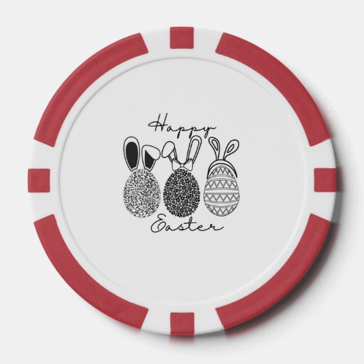 Paasspeelkaarten -  zwart en wit poker chips (Voorkant)