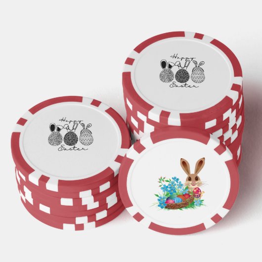 Paasspeelkaarten -  zwart en wit poker chips (Opstapeling)